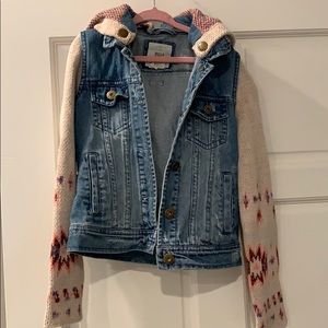 Denim Jacket with patterned Sleeves